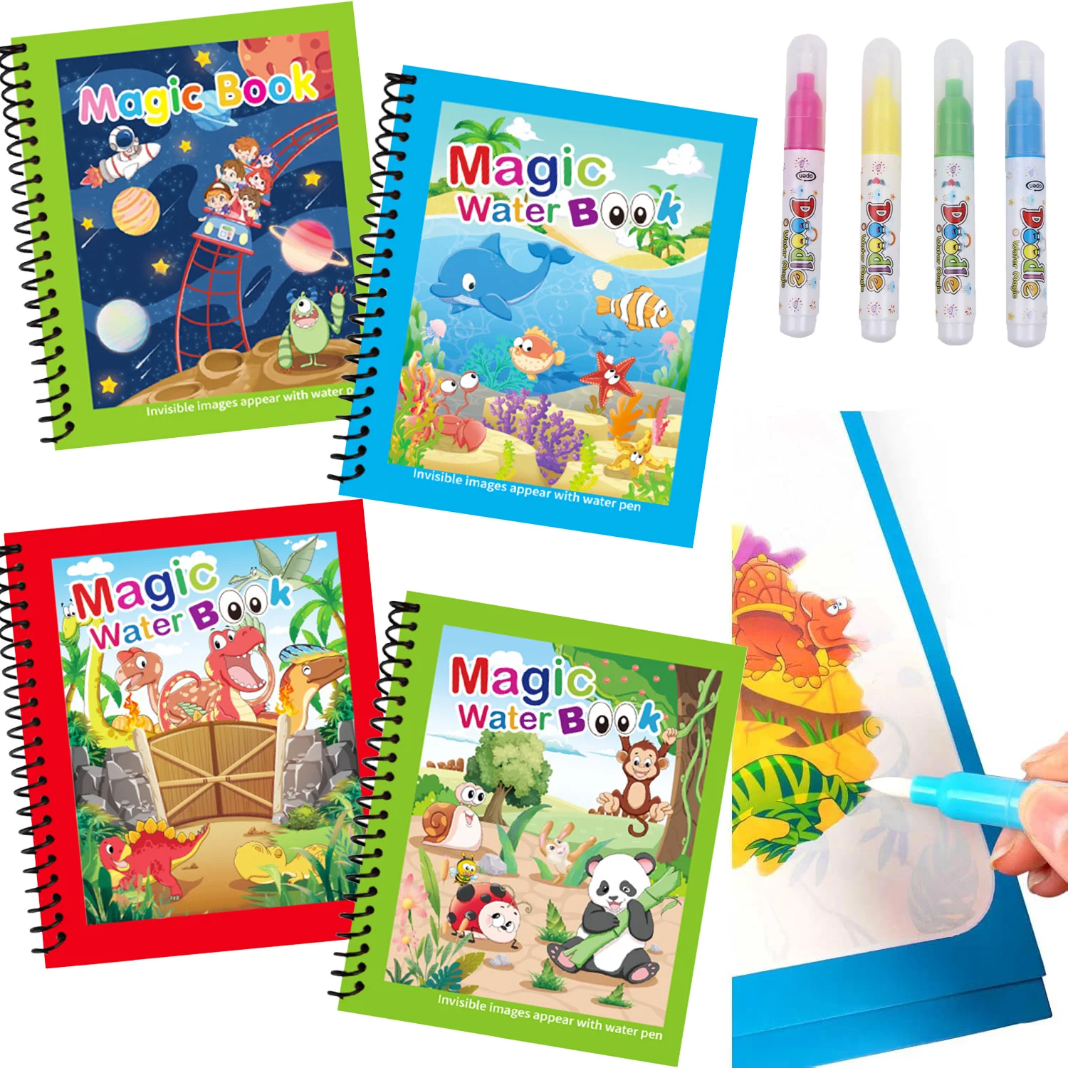 Kids Education Laptop - Magic Water Painting Book Reusable Water