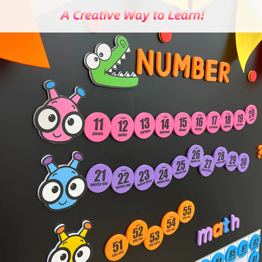 Kids Educational Posters - 118 Magnetic Cartoon Animal Math Set,