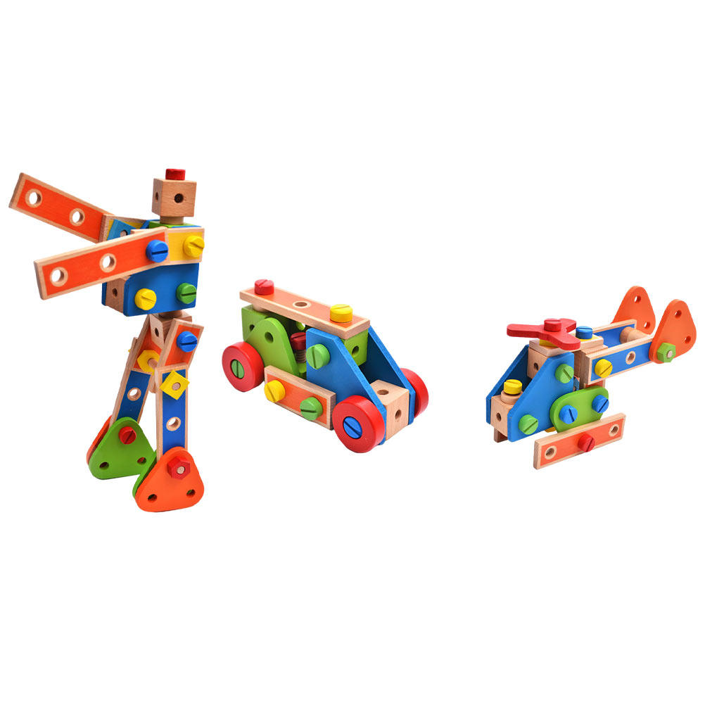 Kids Outdoor Education - 1Set Creative Wooden Nut Assemble Blocks