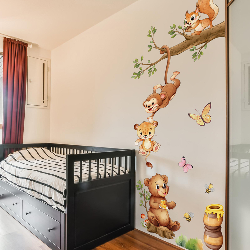 Animal Branches Cute Monkey Bu - Kids Educational Posters ulasan dan harga
