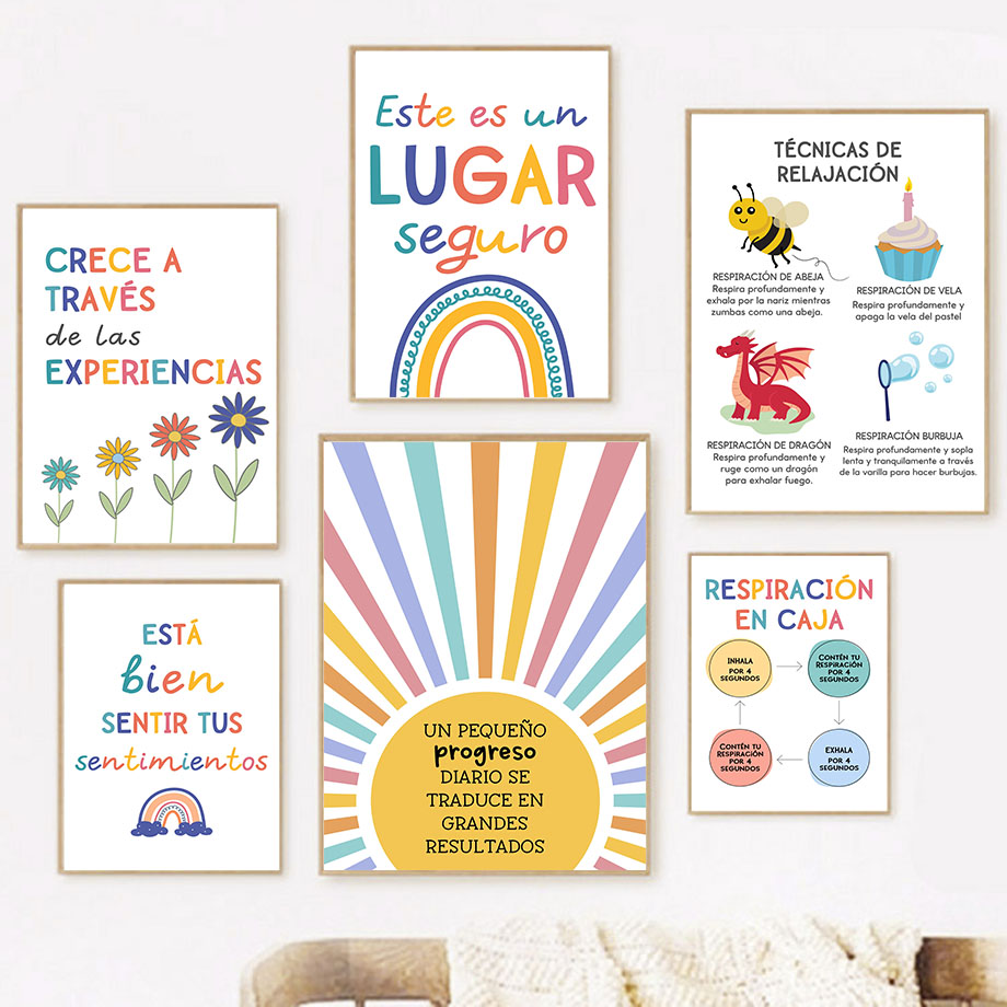 Spanish Education Motto Rainbo - Kids Educational Posters ulasan dan harga
