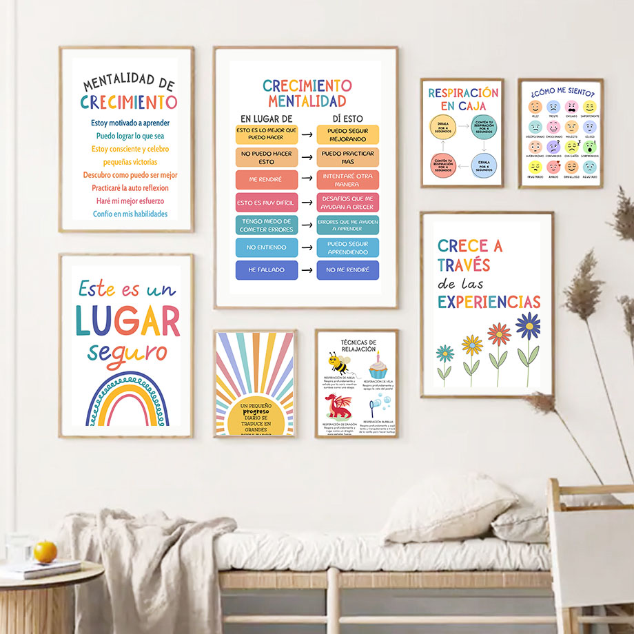 Spanish Education Motto Rainbo - Kids Educational Posters ulasan dan harga