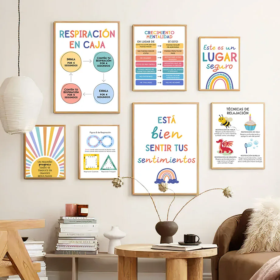 Spanish Education Motto Rainbo - Kids Educational Posters ulasan dan harga