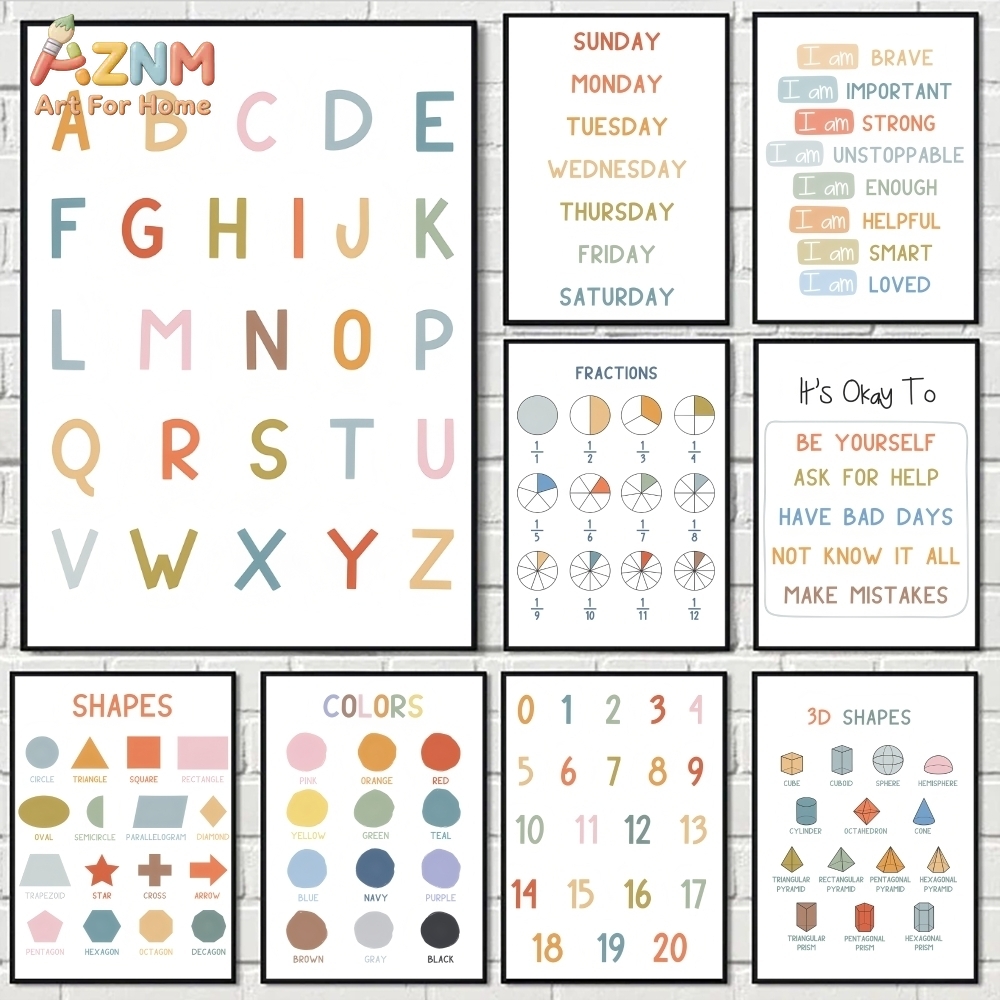 AZNM Educational Alphabet Numb - Kids Educational Posters ulasan dan harga