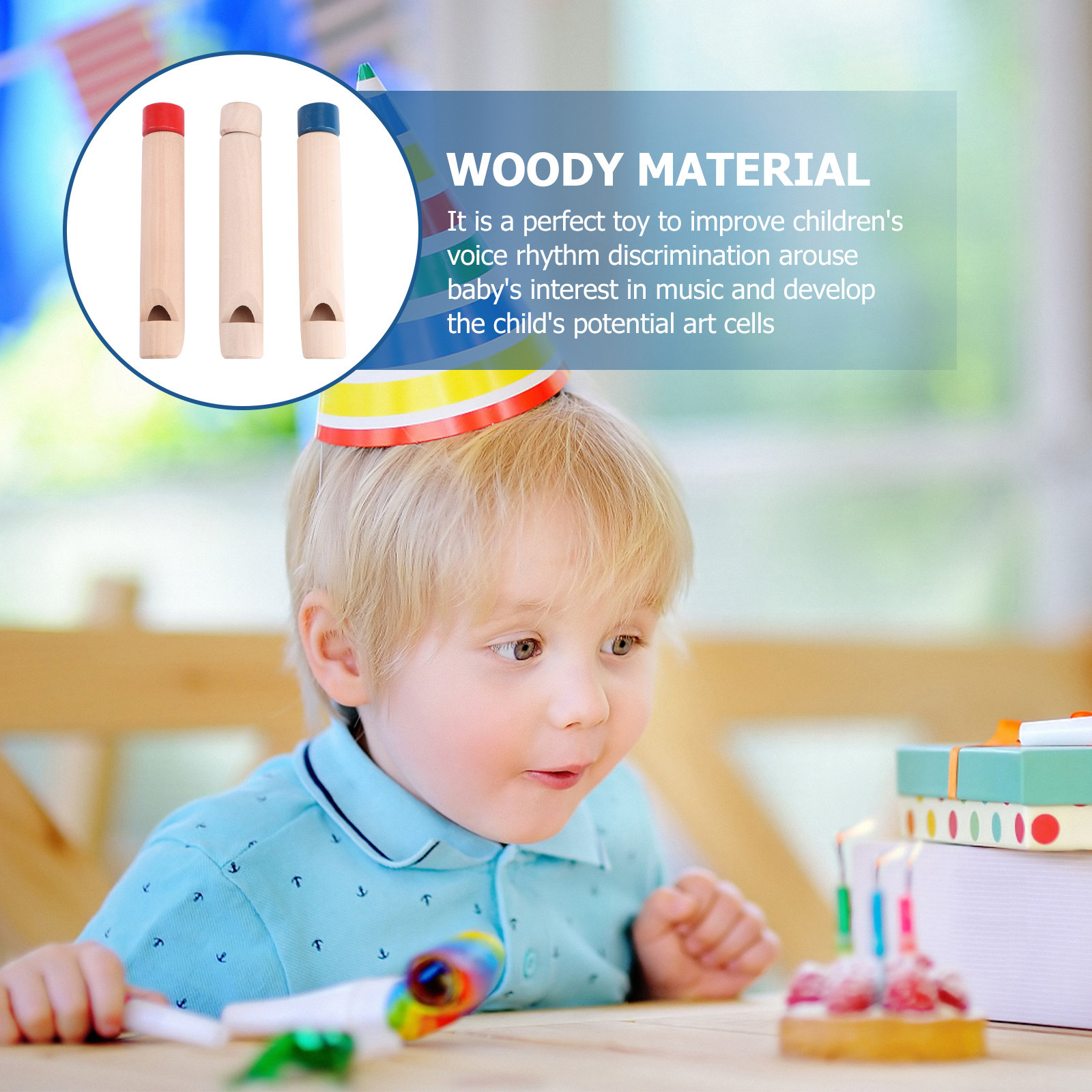 3Pcs Wooden Trumpet Whistles f - Kids Education Design ulasan dan harga